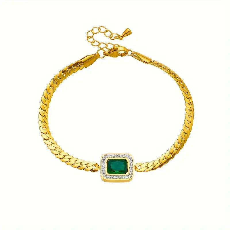 Guld Smaragd Kæde Armbånd