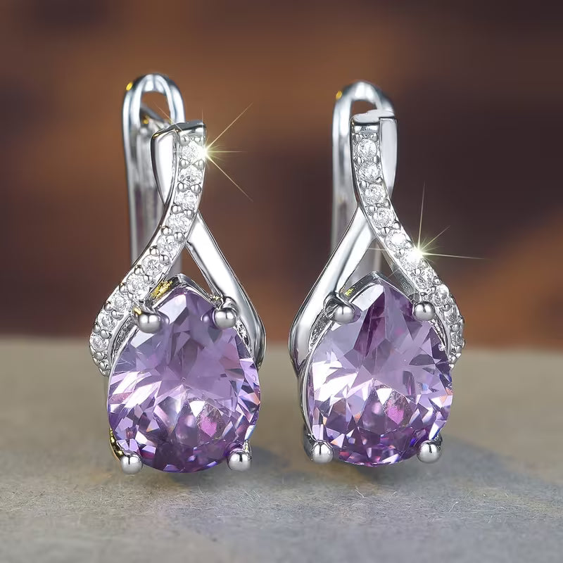 Sølv Amethyst Dråbeøreringe