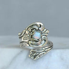 Hvid Opal Ske Justerbar Ring