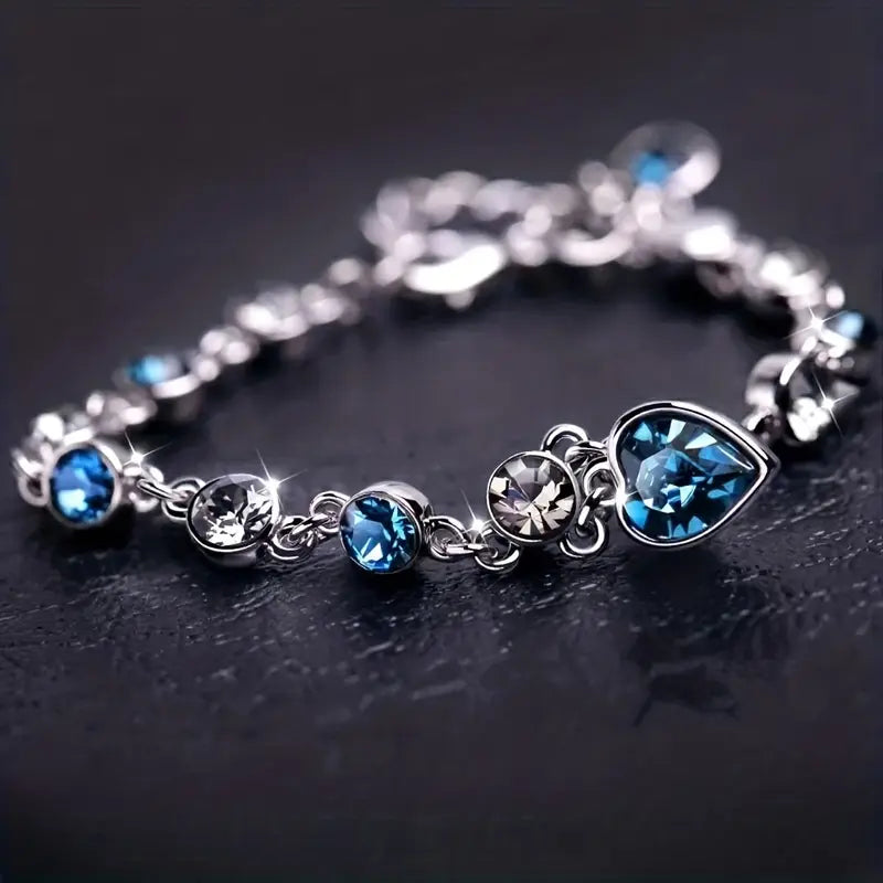 Sølv Safir Hjerte Kæde Armbånd