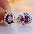 Guld Amethyst Halo Øreringe