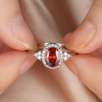 Sølv Rubin Halo Ring