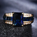 Guld Safir Firkantet Ring