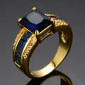 Guld Safir Kvadratisk Ring
