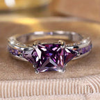 Sølv Amethyst Geometrisk Ring