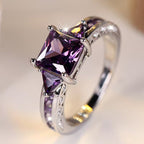 Sølv Amethyst Geometrisk Ring