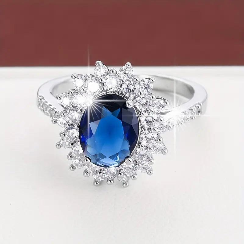 Guld Safir Halo Ring