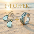 1+1 Tilbud: Aurora Ocean Beach Wave Ring + Krystal dråbeøreringe i guld og sølv