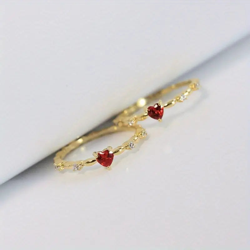 Guld Rubin Hjerte Ring