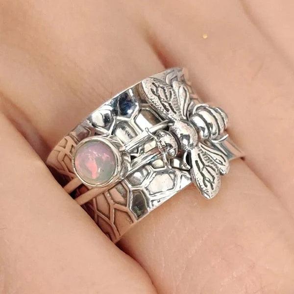 Bi Gemstone Meditation Spinner Ring