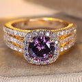 Guld Amethyst Halo Ring