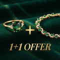 1+1 Tilbud: Fiora Emmeranthe Armbånd + Grøn zirkonia ring i guld