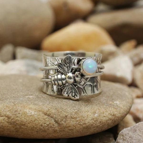 Bi Gemstone Meditation Spinner Ring