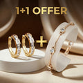 1+1 Tilbud: Elegant Guld og Krystal Øreringe + Elegant armbånd med zirkonia i guld