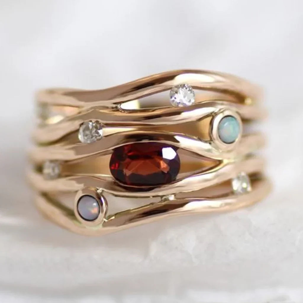 Vintage Zirconia Tynd Gylden Ring