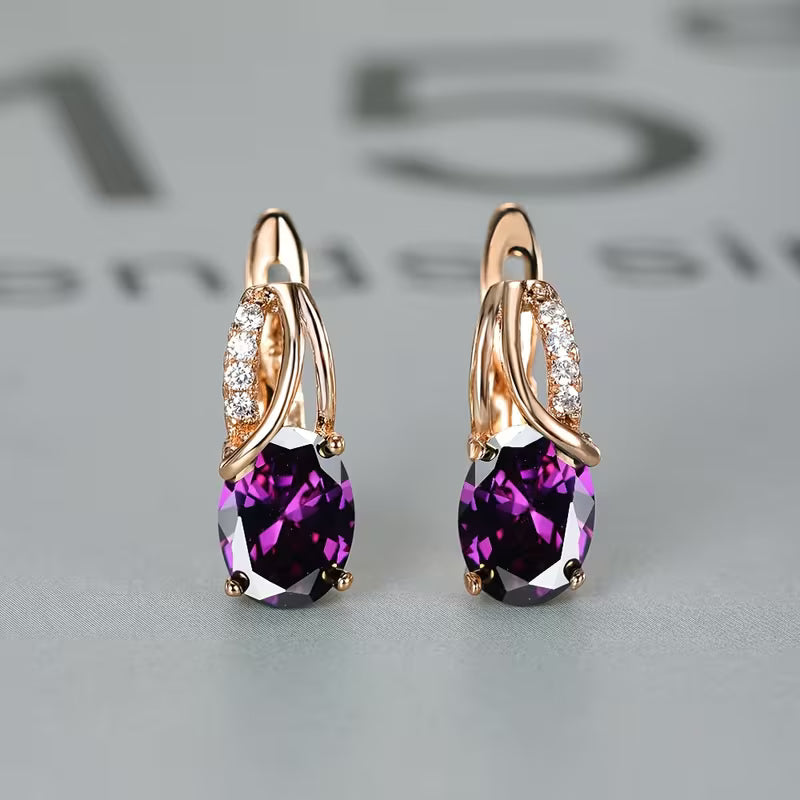 Guld Amethyst Øreringe