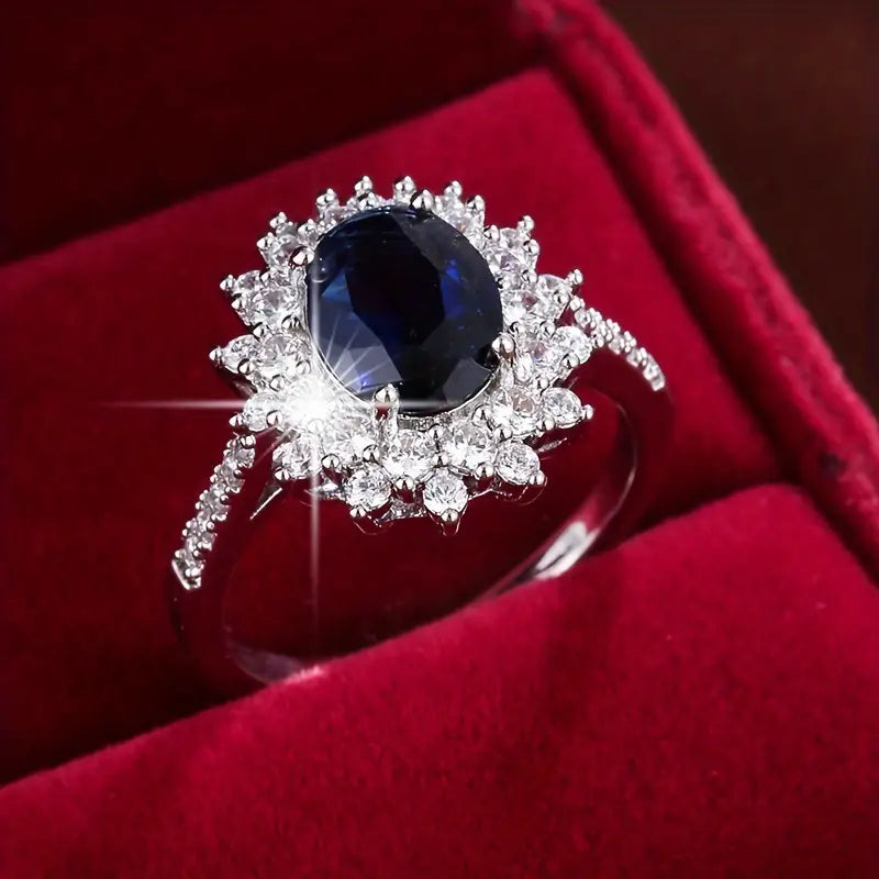Guld Safir Halo Ring