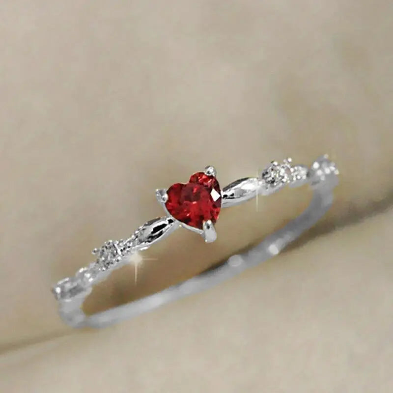 Guld Rubin Hjerte Ring