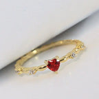 Guld Rubin Hjerte Ring