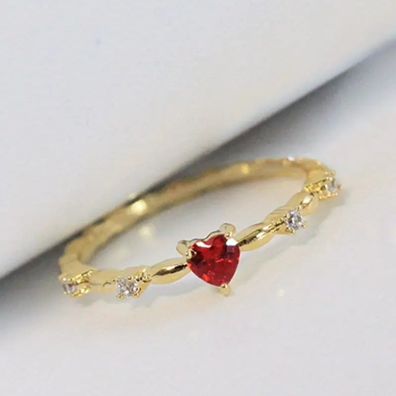 Guld Rubin Hjerte Ring