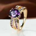 Guld Amethyst Split Band Ring