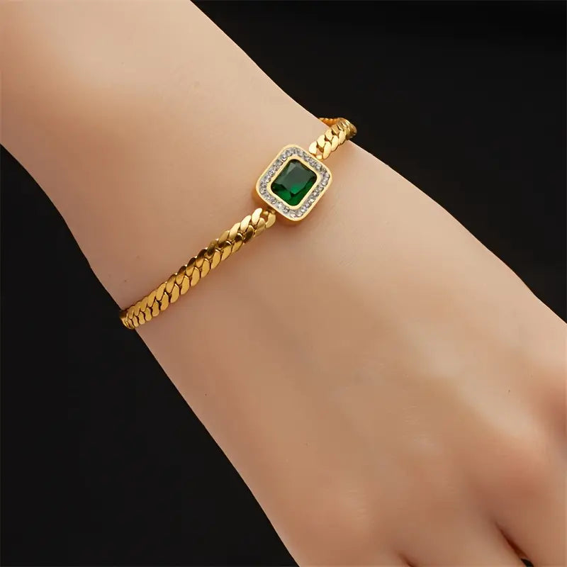 Guld Smaragd Kæde Armbånd