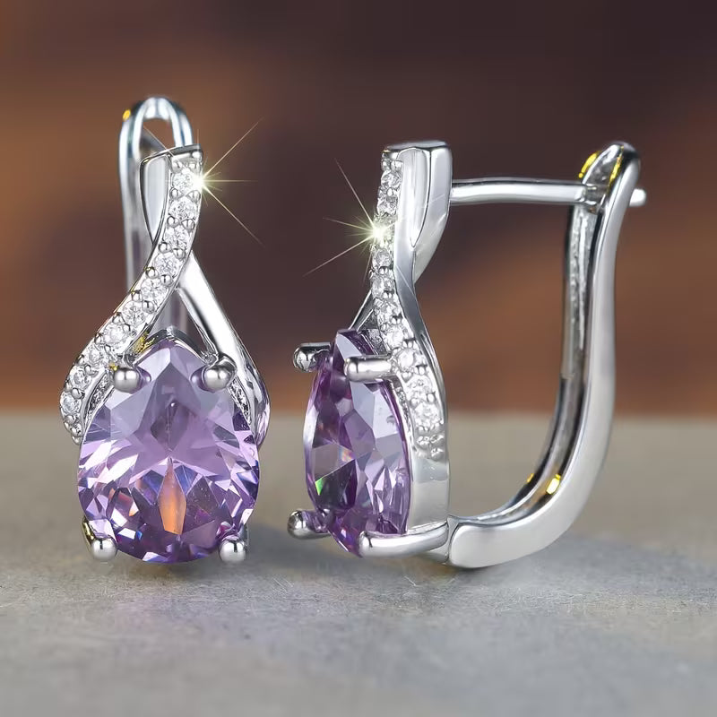 Sølv Amethyst Dråbeøreringe