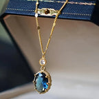 Gul Safir Oval Drop Halskæde