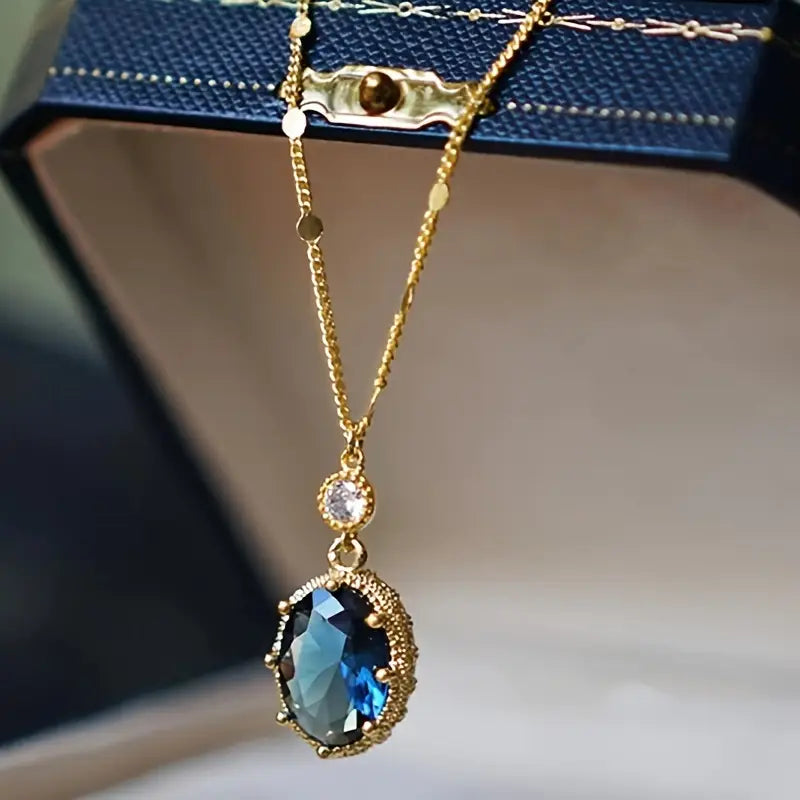 Gul Safir Oval Drop Halskæde