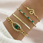 Guld Smaragd Charm Armbånd Sæt