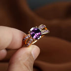 Guld Amethyst Split Band Ring
