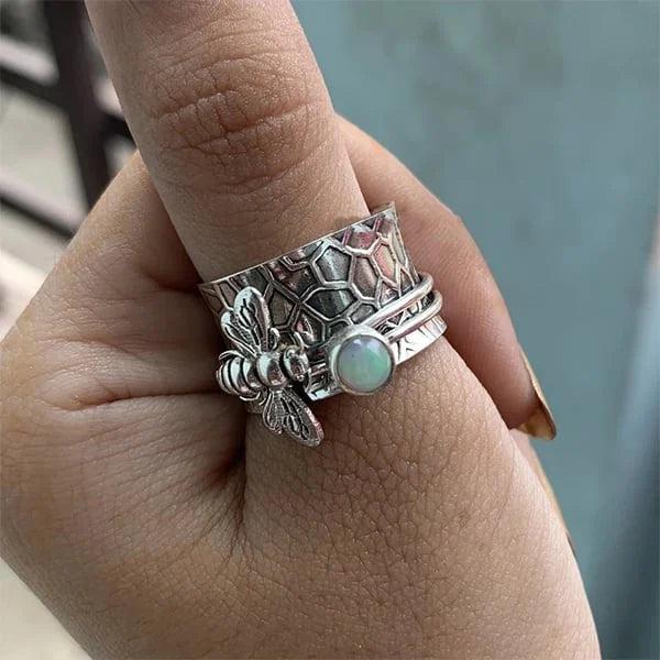 Bi Gemstone Meditation Spinner Ring
