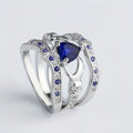 Sølv Safir Sammenflettet Ring