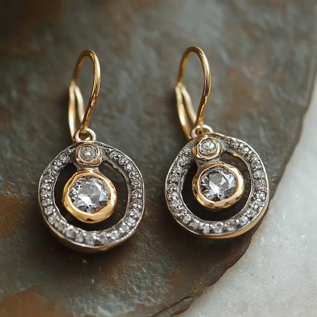 Vintage Zirconia & Guld Øreringe