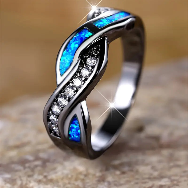 Sølv Twisted Inlay Ring