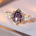 Guld Amethyst Prinsesse Ring