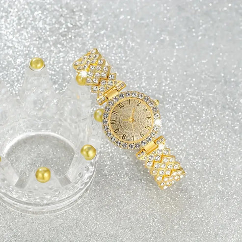 Luxe Radiance Guld Ur & Armbånd Sæt