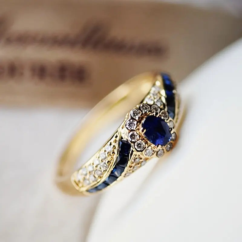 Guld Safir Bånd Ring