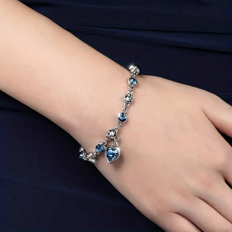 Sølv Safir Hjerte Kæde Armbånd