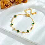 Guld Emerald Station Armbånd