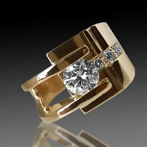 Vintage Gylden Uregelmæssig Zirkonia Ring