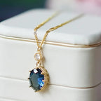 Gul Safir Oval Drop Halskæde