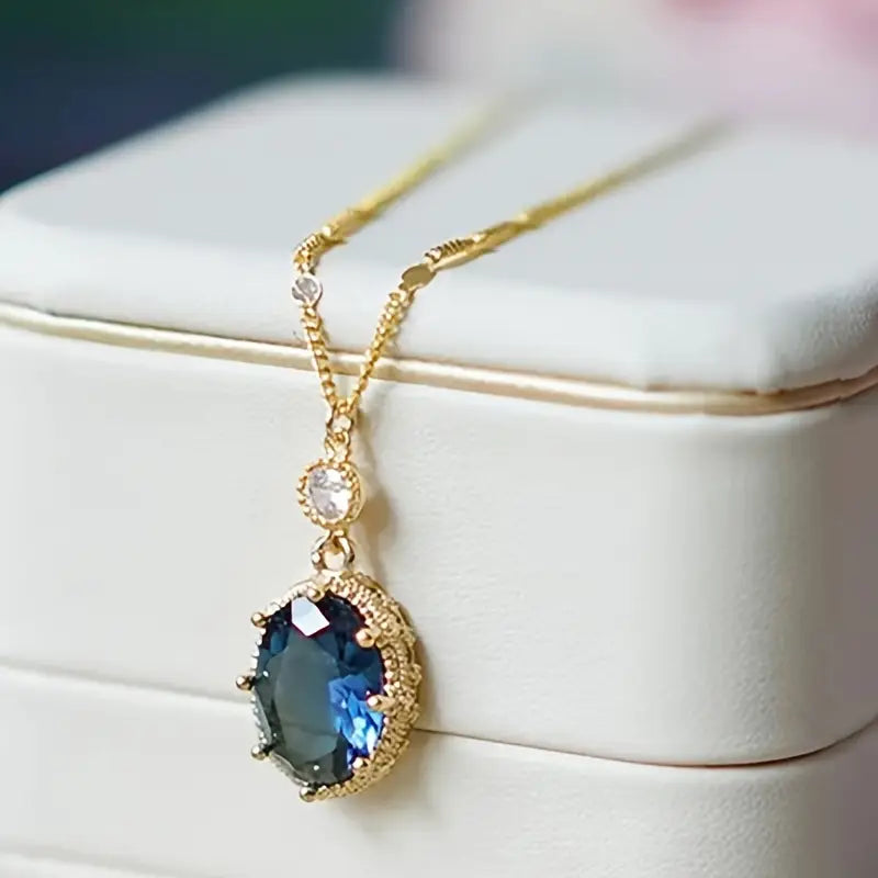 Gul Safir Oval Drop Halskæde