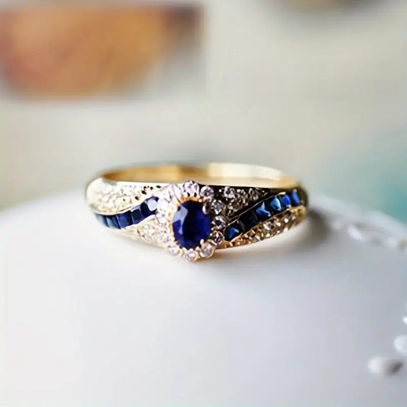 Guld Safir Bånd Ring