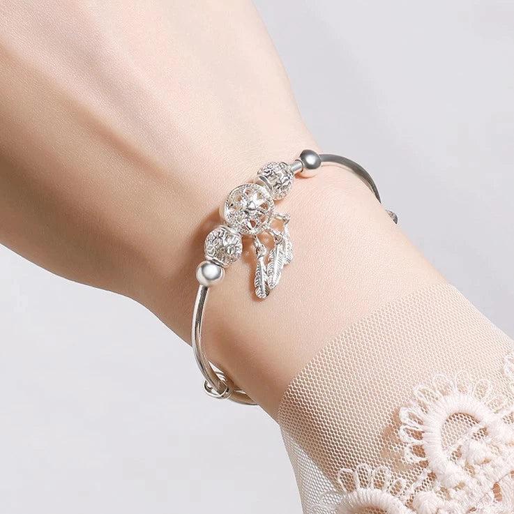 Justerbar armbånd med trekløver charms lavet af 925 sterling sølv