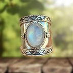Bohemian Måneskinnerring med Bred Ring