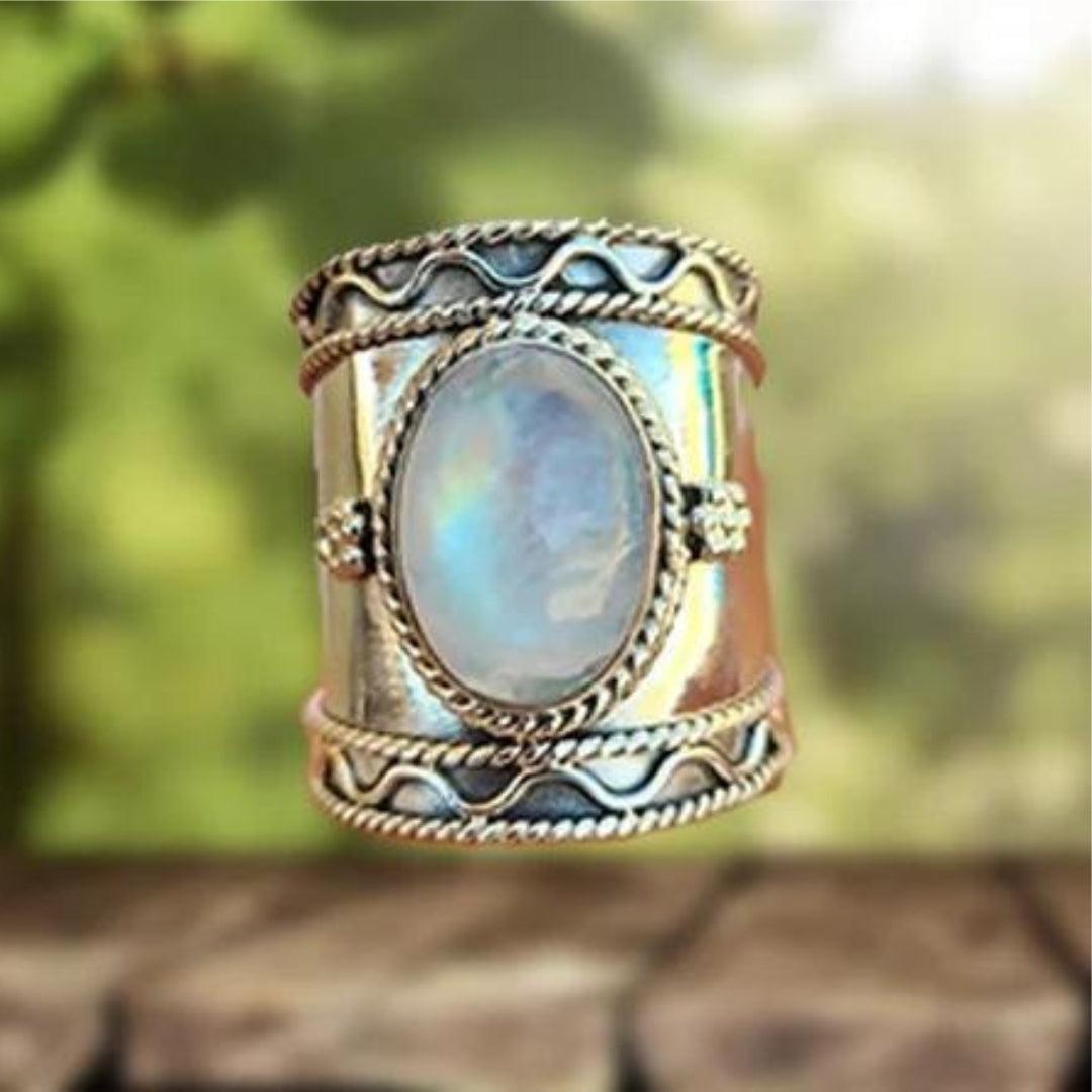 Bohemian Måneskinnerring med Bred Ring