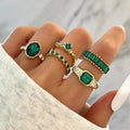 Luksus ringe med grønne zirconer i guld