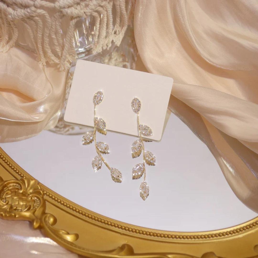 Zirconia Bladvedhæng Øreringe i Guld og Sølv