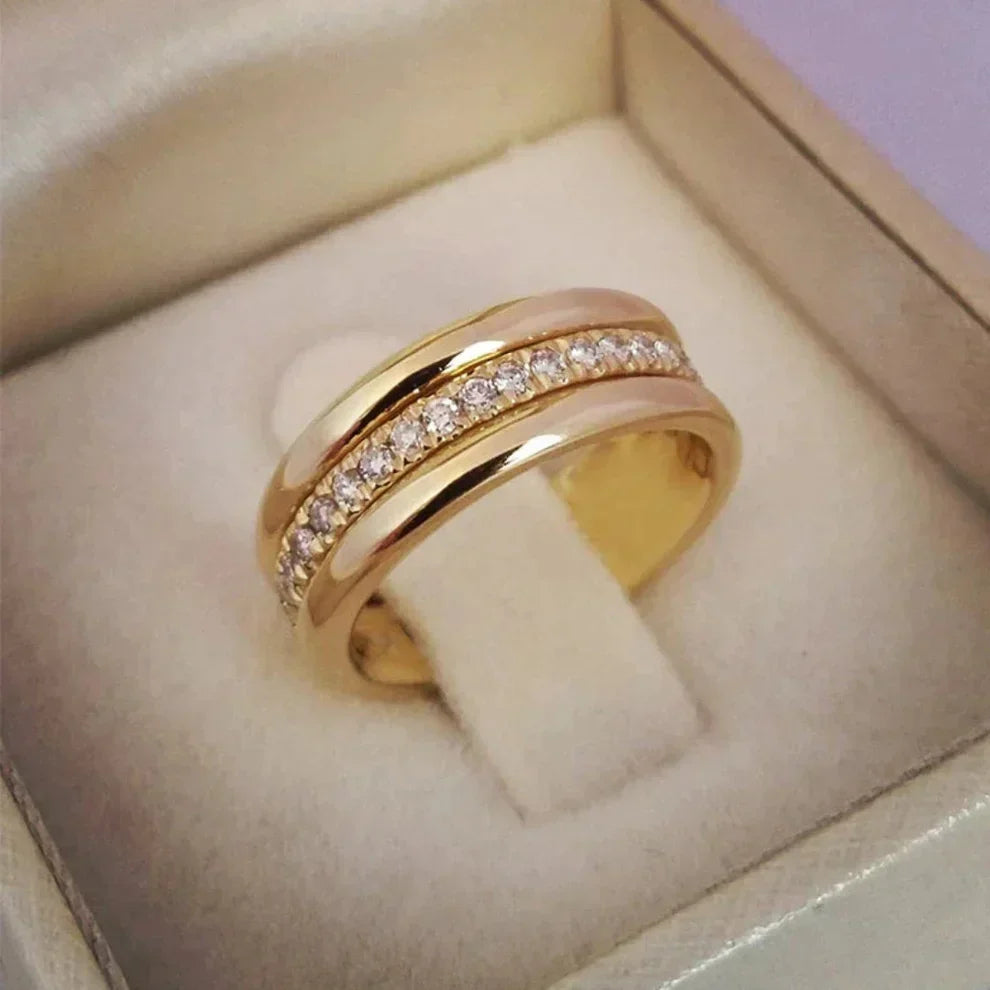 Dobbelt Ring med Indlagt Zirkonia